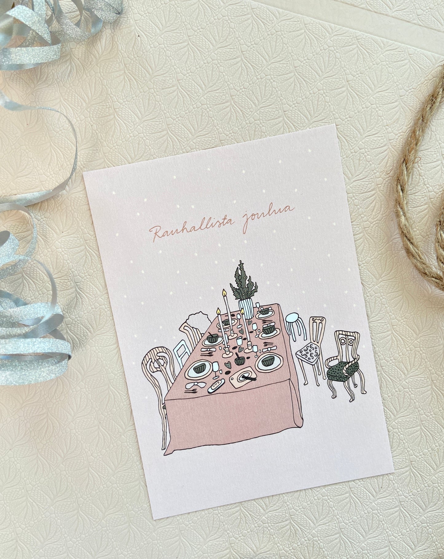 Rauhallista joulua kattaus - joulukortti